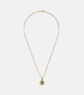 FoundRae FoundRae 18kt gold necklace with emerald and diamonds