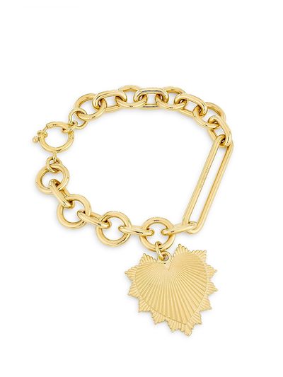 Foundrae Women's Heart Love Token 18K Yellow Gold Charm Bracelet
