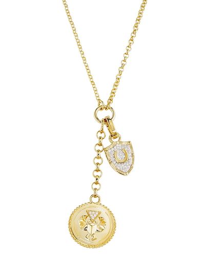 Foundrae Women's Protection 18K Yellow Gold & 0.21 TCW Diamond Double Pendant Necklace