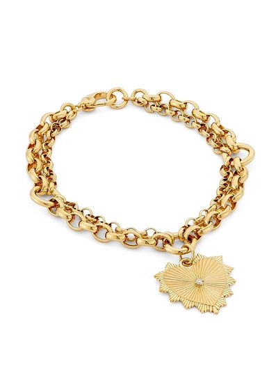 Foundrae Women's True Love 18K Yellow Gold & 0.27 TCW Diamond Heavy Mixed Belcher Chain Charm Bracelet