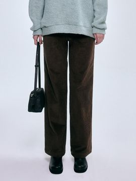 FOVERE Basic Corduroy Fleece-Lined Straight-Cut Pants [BROWN]