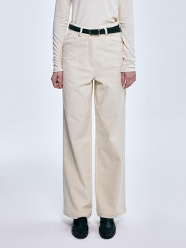FOVERE Basic Corduroy Fleece-Lined Straight Fit Pants [Beige]