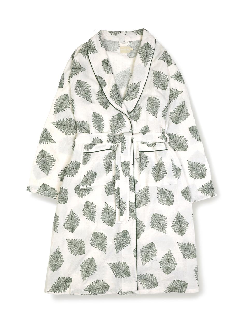 FOVERE Botanical Print Cotton-Rayon Lightweight Robe