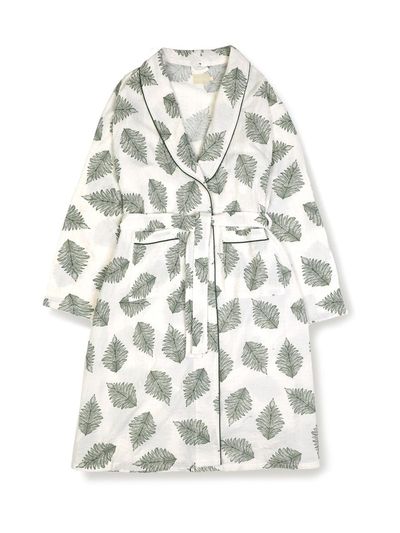 FOVERE Botanical Print Cotton-Rayon Lightweight Robe