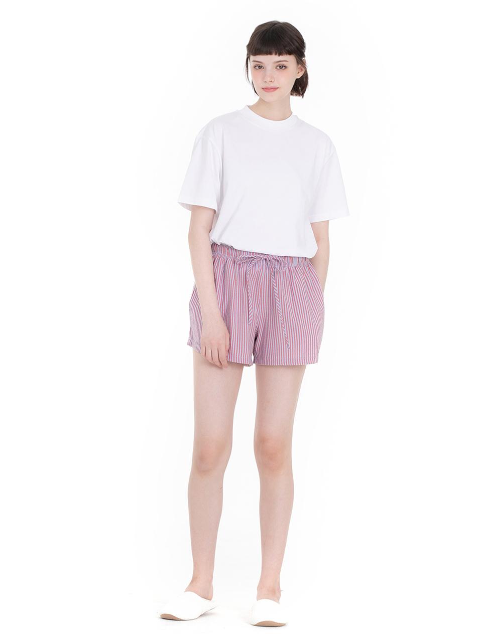 FOVERE Classic Striped Cotton-Blend Elastic Waist Shorts