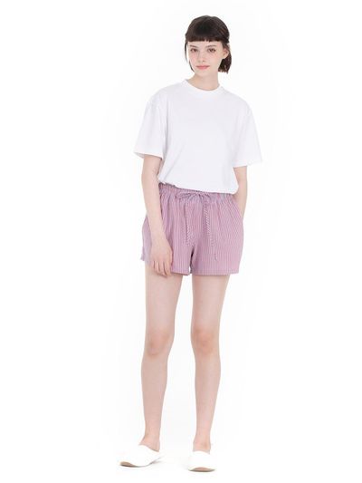 FOVERE Classic Striped Cotton-Blend Elastic Waist Shorts