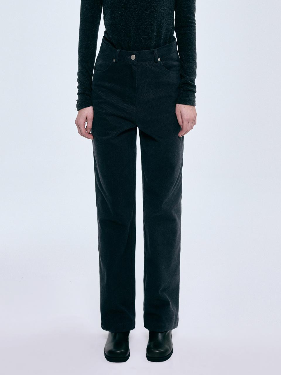 FOVERE Fleece-lined Cotton Straight-leg Pants [Dark Grey]
