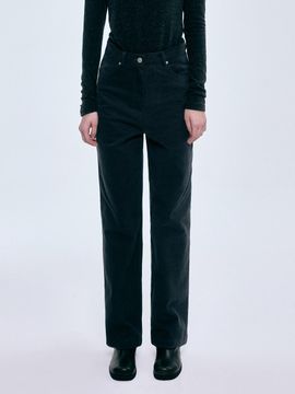 FOVERE Fleece-lined Cotton Straight-leg Pants [Dark Grey]