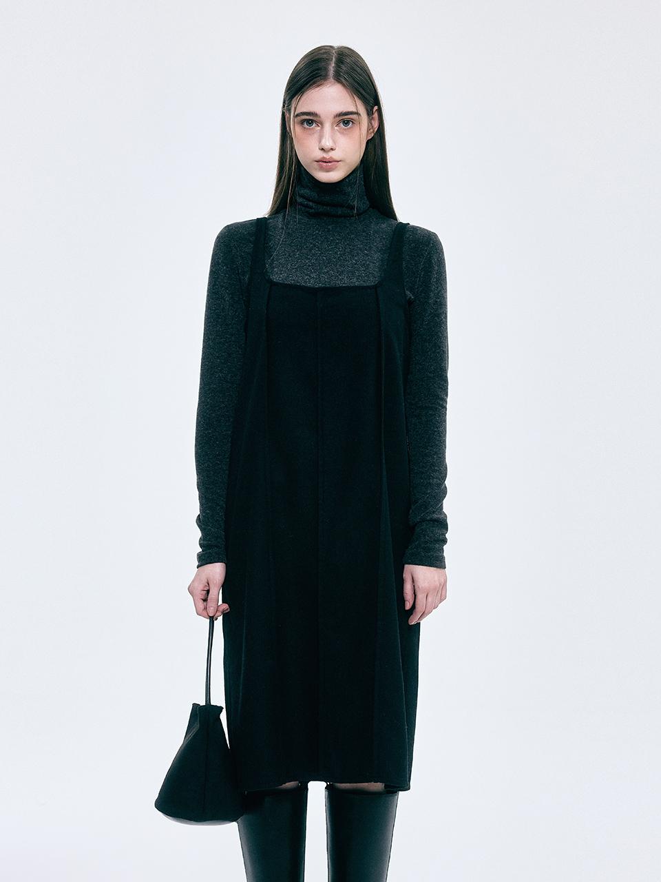 FOVERE Layered Wool Midi Dress [Black]