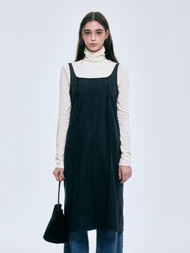 FOVERE Layered Wool Midi Dress [Dark Grey]