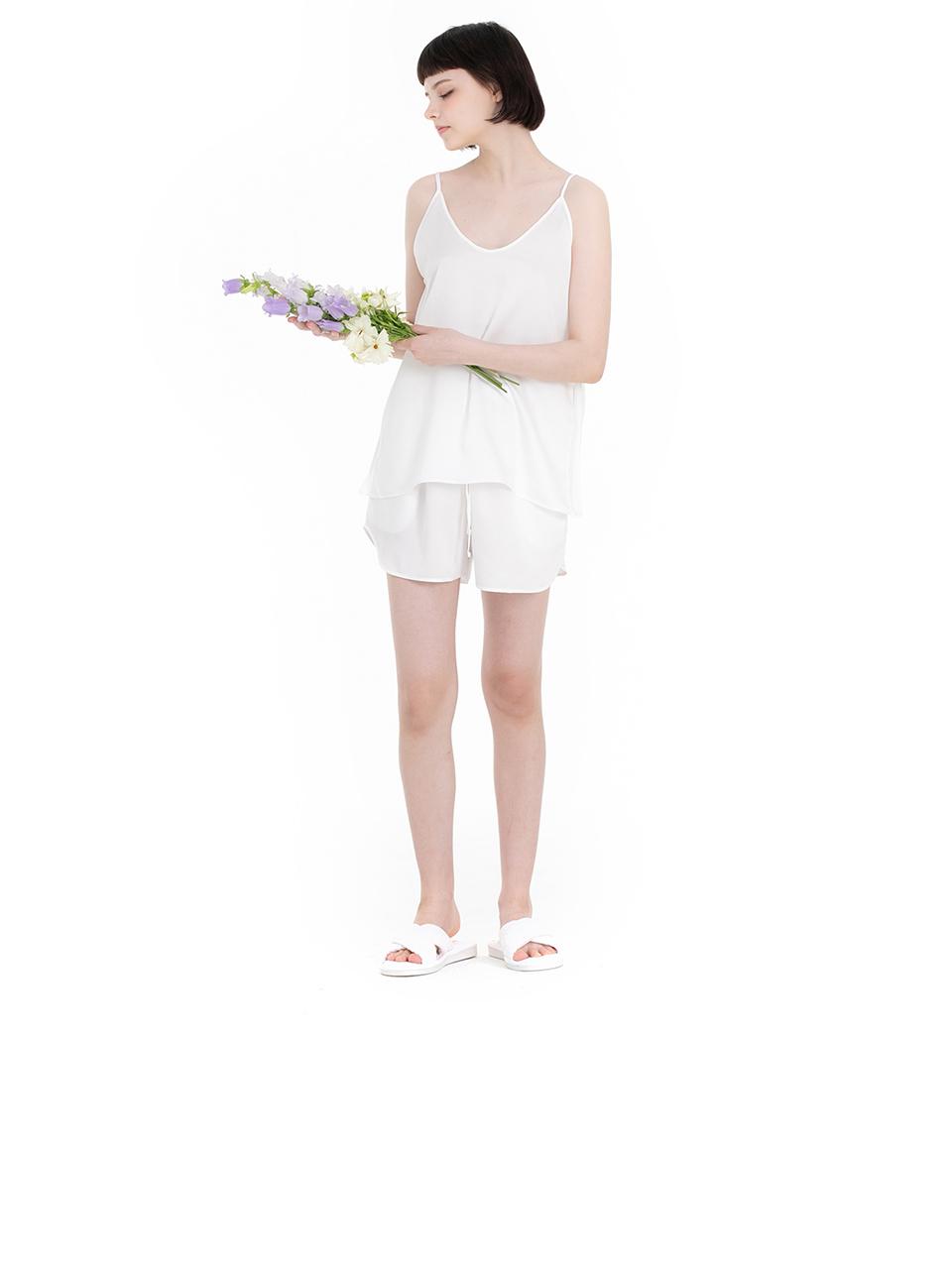 FOVERE Sleeveless Elastic Waist Satin Set [Beige]