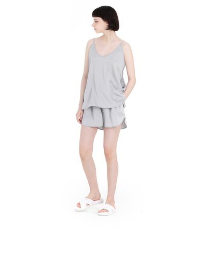 FOVERE Sleeveless Elastic Waist Satin Set [Grey]