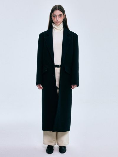 FOVERE Wool Maxi Long Elegant Coat [Black]