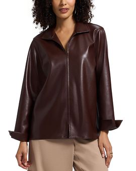 Foxcroft Foxcroft Agnes Faux Leather Shirt