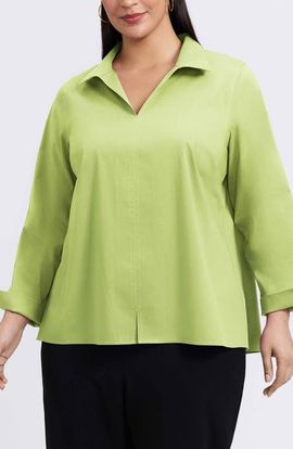 Foxcroft Foxcroft Agnes Non-Iron Smocked Cuff Blouse