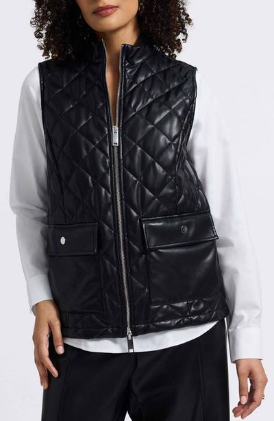 Foxcroft Foxcroft Billie Faux Leather Diamond Quilted Vest