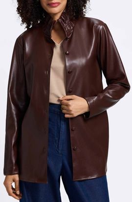 Foxcroft Foxcroft Carolina Faux Leather Button-Up Shirt Jacket