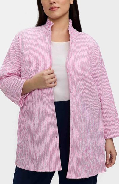 Foxcroft Foxcroft Carolina Stripe Crinkle Jacquard Button-Up Shirt