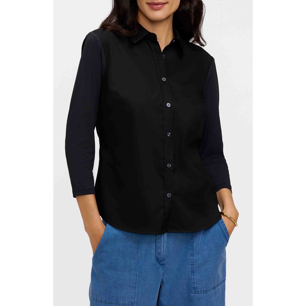 Foxcroft Foxcroft Dina Knit Three Quarter Sleeve Button-Up Shirt