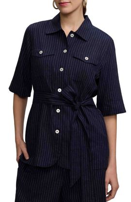 Foxcroft Foxcroft Estela Stripe Linen Blend Jacket
