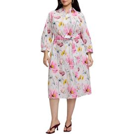 Foxcroft Foxcroft Esther Floral Belted Cotton Shirtdress