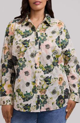 Foxcroft Foxcroft Hampton Floral Long Sleeve Cotton Shirt