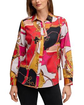 Foxcroft Foxcroft Luna Buckle Scarf Print Top