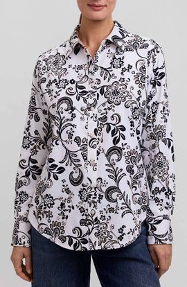 Foxcroft Foxcroft Margie Daisy Cotton Button-Up Shirt