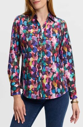 Foxcroft Foxcroft Mary City Lights Cotton Button-Up Shirt