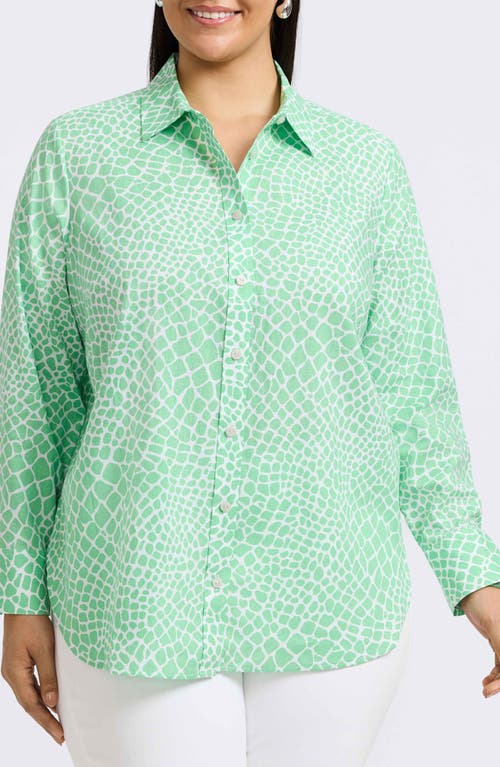 Foxcroft Foxcroft Meghan Giraffe Print Linen Blend Button-Up Shirt