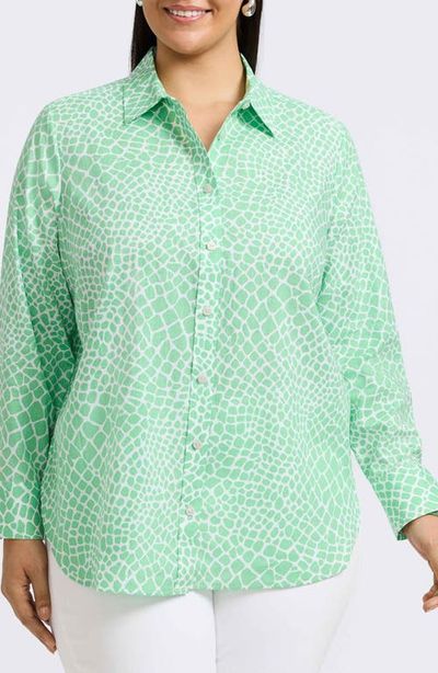 Foxcroft Foxcroft Meghan Giraffe Print Linen Blend Button-Up Shirt