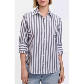 Foxcroft Foxcroft Meghan Stripe Cotton Blend Button-Up Shirt