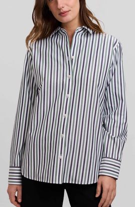 Foxcroft Foxcroft Meghan Stripe Cotton Button-Up Shirt