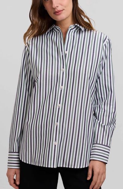 Foxcroft Foxcroft Meghan Stripe Cotton Button-Up Shirt