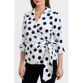 Foxcroft Foxcroft Salina Polka Dot Cotton Wrap Shirt