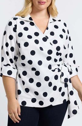 Foxcroft Foxcroft Salina Polka Dot Cotton Wrap Top