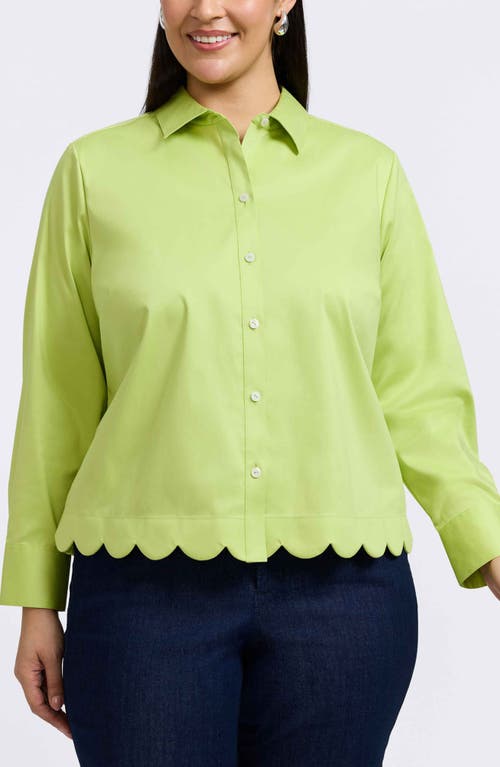 Foxcroft Foxcroft Scarlett Scallop Hem Button-Up Shirt