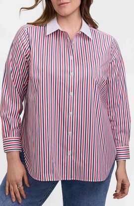 Foxcroft Foxcroft Stripe Boyfriend Button-Up Shirt