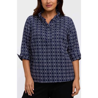 Foxcroft Foxcroft Tammy Cotton Ruffle Collar Top