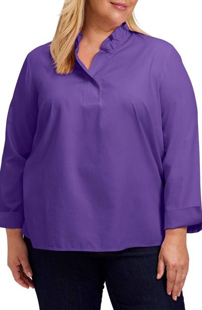 Foxcroft Foxcroft Tammy Ruffle Cotton Popover Top
