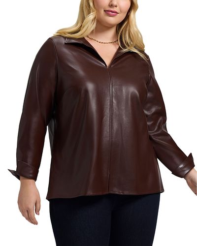 Foxcroft Plus Foxcroft Plus Agnes Faux Leather Shirt