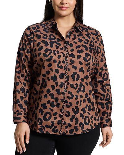 Foxcroft Plus Foxcroft Plus Charlie Cheetah Long Sleeve Shirt