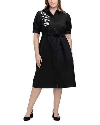 Foxcroft Plus Foxcroft Plus Esther Embroidered Shirtdress