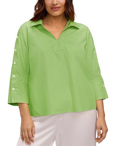 Foxcroft Plus Foxcroft Plus Lainey 3/4 Sleeve Popover Blouse