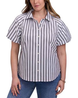 Foxcroft Plus Foxcroft Plus Paula Puff Sleeve Shirt