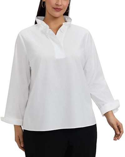 Foxcroft Plus Foxcroft Plus Tammy Long Sleeve Popover Top