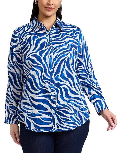 Foxcroft Plus Foxcroft Plus Zoey Long Sleeved Tonal Zebra Shirt