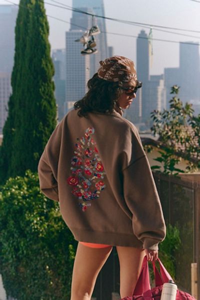 FP Movement A Cut Above Floral Logo Mock Neck Pullover Sweatshirt