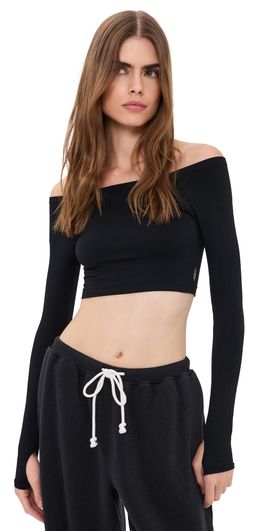 FP Movement FP Movement High Plank Off Shoulder Layer Tee Black