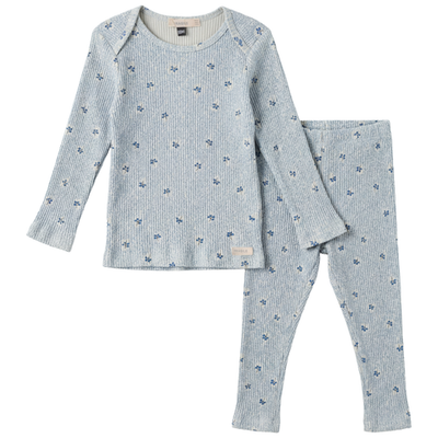 Fragile Fragile Boy Allover Cherry Print Two Piece Long Sleeve Top and Matching Pants Set